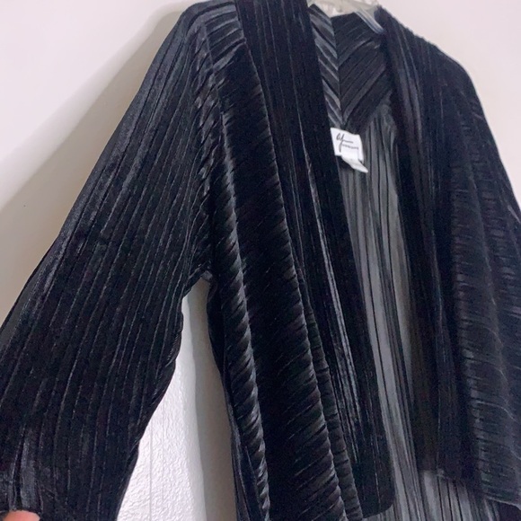 Andrea Jovine Black Velvet line texture opera swing jacket open front new w/tag - Picture 4 of 6